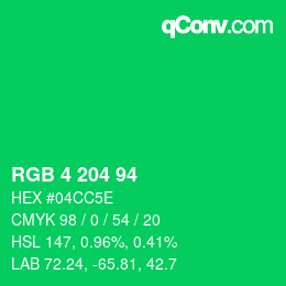 Color code: RGB 4 204 94 | qconv.com