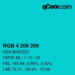 Color code: RGB 4 206 209 | qconv.com