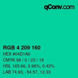 Color code: RGB 4 209 160 | qconv.com