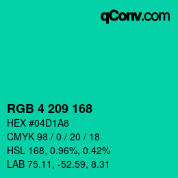 Color code: RGB 4 209 168 | qconv.com