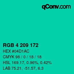 Color code: RGB 4 209 172 | qconv.com