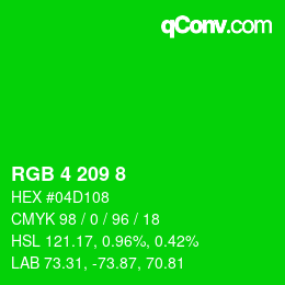 カラーコード: RGB 4 209 8 | qconv.com