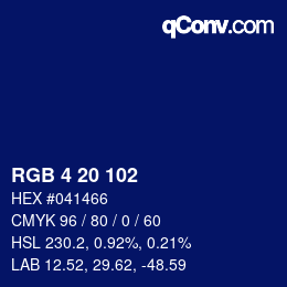 Color code: RGB 4 20 102 | qconv.com