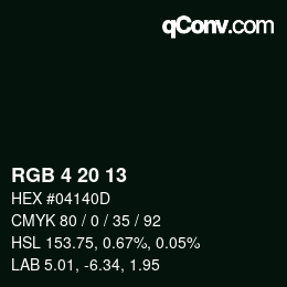 Color code: RGB 4 20 13 | qconv.com