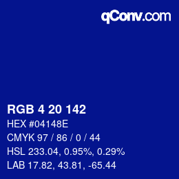 Color code: RGB 4 20 142 | qconv.com