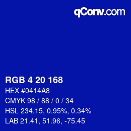 Color code: RGB 4 20 168 | qconv.com