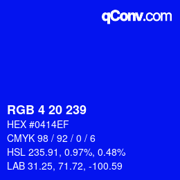 Color code: RGB 4 20 239 | qconv.com