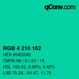 颜色代码: RGB 4 210 162 | qconv.com