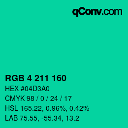 Color code: RGB 4 211 160 | qconv.com