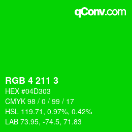Color code: RGB 4 211 3 | qconv.com