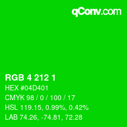 Color code: RGB 4 212 1 | qconv.com