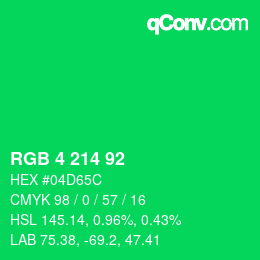 カラーコード: RGB 4 214 92 | qconv.com