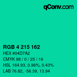 Color code: RGB 4 215 162 | qconv.com