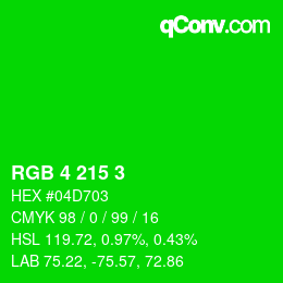 Color code: RGB 4 215 3 | qconv.com