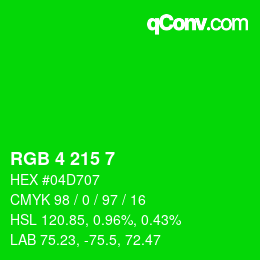 Color code: RGB 4 215 7 | qconv.com