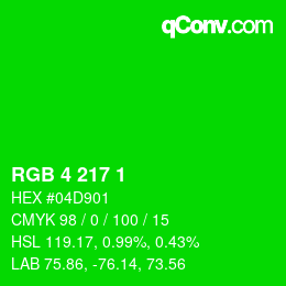 Color code: RGB 4 217 1 | qconv.com