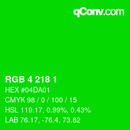 Color code: RGB 4 218 1 | qconv.com