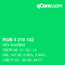 Color code: RGB 4 219 102 | qconv.com