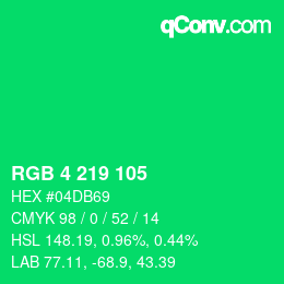 Color code: RGB 4 219 105 | qconv.com