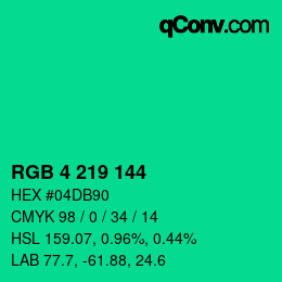 Color code: RGB 4 219 144 | qconv.com