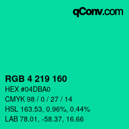 Color code: RGB 4 219 160 | qconv.com