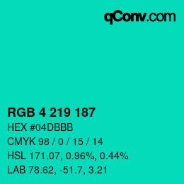 Color code: RGB 4 219 187 | qconv.com