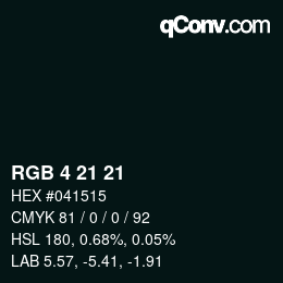 Color code: RGB 4 21 21 | qconv.com