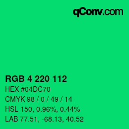 颜色代码: RGB 4 220 112 | qconv.com