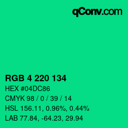 Color code: RGB 4 220 134 | qconv.com