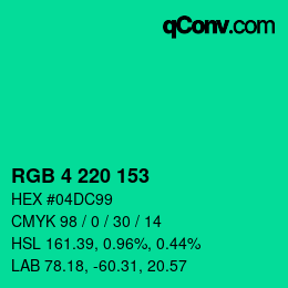 Color code: RGB 4 220 153 | qconv.com