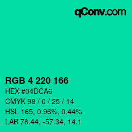 颜色代码: RGB 4 220 166 | qconv.com