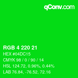 Color code: RGB 4 220 21 | qconv.com