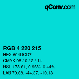 颜色代码: RGB 4 220 215 | qconv.com