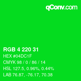 Color code: RGB 4 220 31 | qconv.com