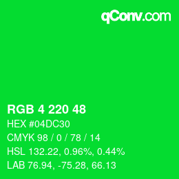 颜色代码: RGB 4 220 48 | qconv.com