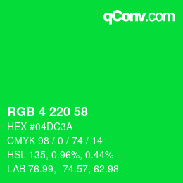 Color code: RGB 4 220 58 | qconv.com