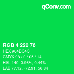 Color code: RGB 4 220 76 | qconv.com