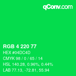 颜色代码: RGB 4 220 77 | qconv.com
