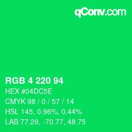 Color code: RGB 4 220 94 | qconv.com