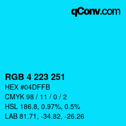 Color code: RGB 4 223 251 | qconv.com