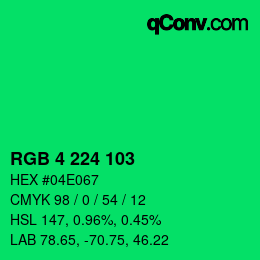Color code: RGB 4 224 103 | qconv.com