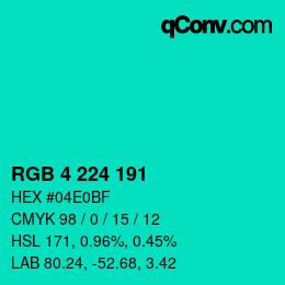 Color code: RGB 4 224 191 | qconv.com