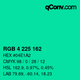 カラーコード: RGB 4 225 162 | qconv.com