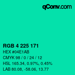 Color code: RGB 4 225 171 | qconv.com