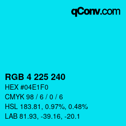 Color code: RGB 4 225 240 | qconv.com