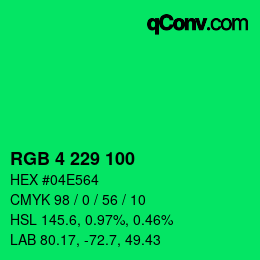 Color code: RGB 4 229 100 | qconv.com