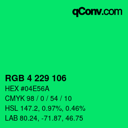 Color code: RGB 4 229 106 | qconv.com