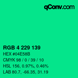 Color code: RGB 4 229 139 | qconv.com