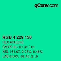 Color code: RGB 4 229 158 | qconv.com