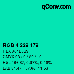 Color code: RGB 4 229 179 | qconv.com